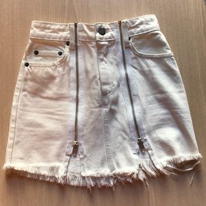 Carmar White Zip Up Denim Skirt